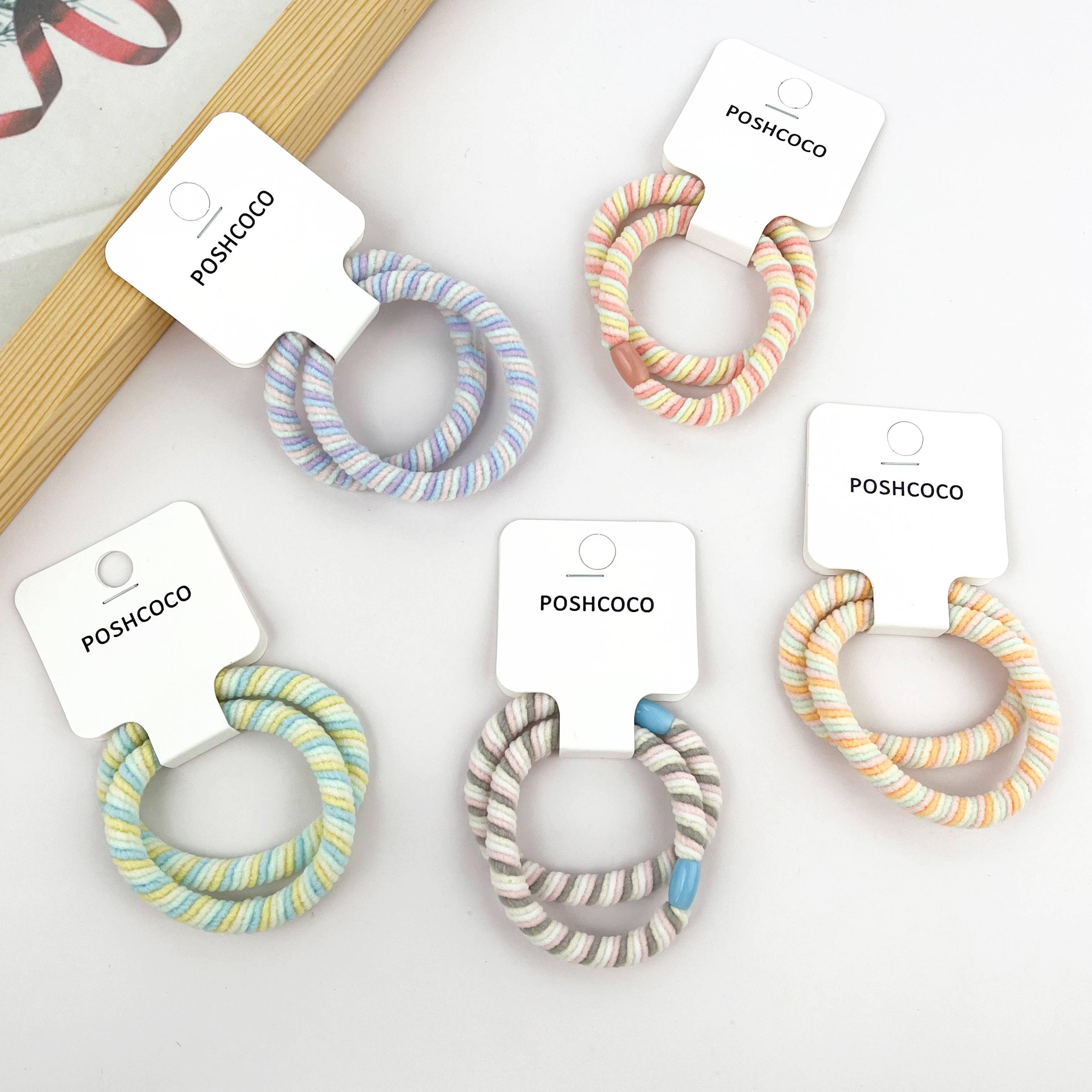 SoapElenGlen - Wholesale Hair Tie - 2PCS Striped Hair Tie Set, Ice Cream-Inspired  Hair Tie7