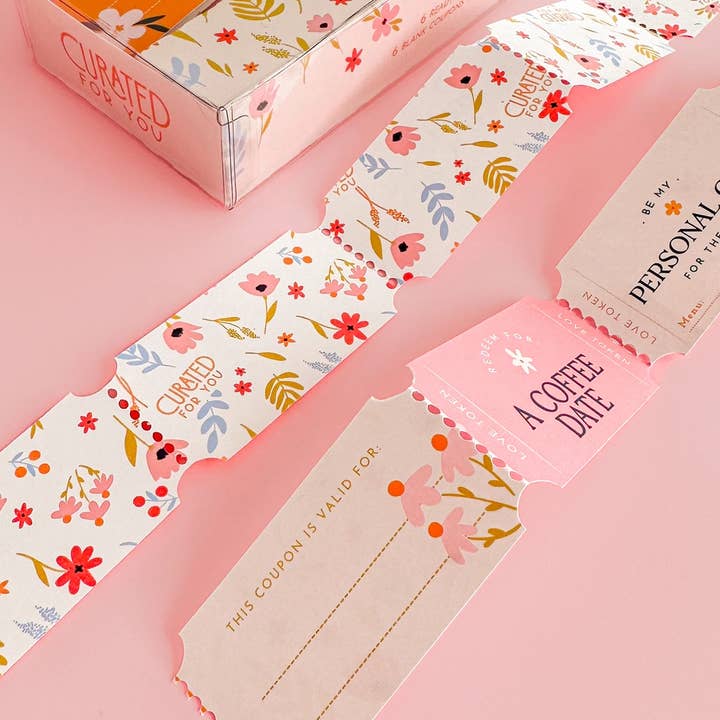 Curated for You Gifts - Wholesale Gift Tag - B200 - Floral Love Coupons - Gift for Her 200