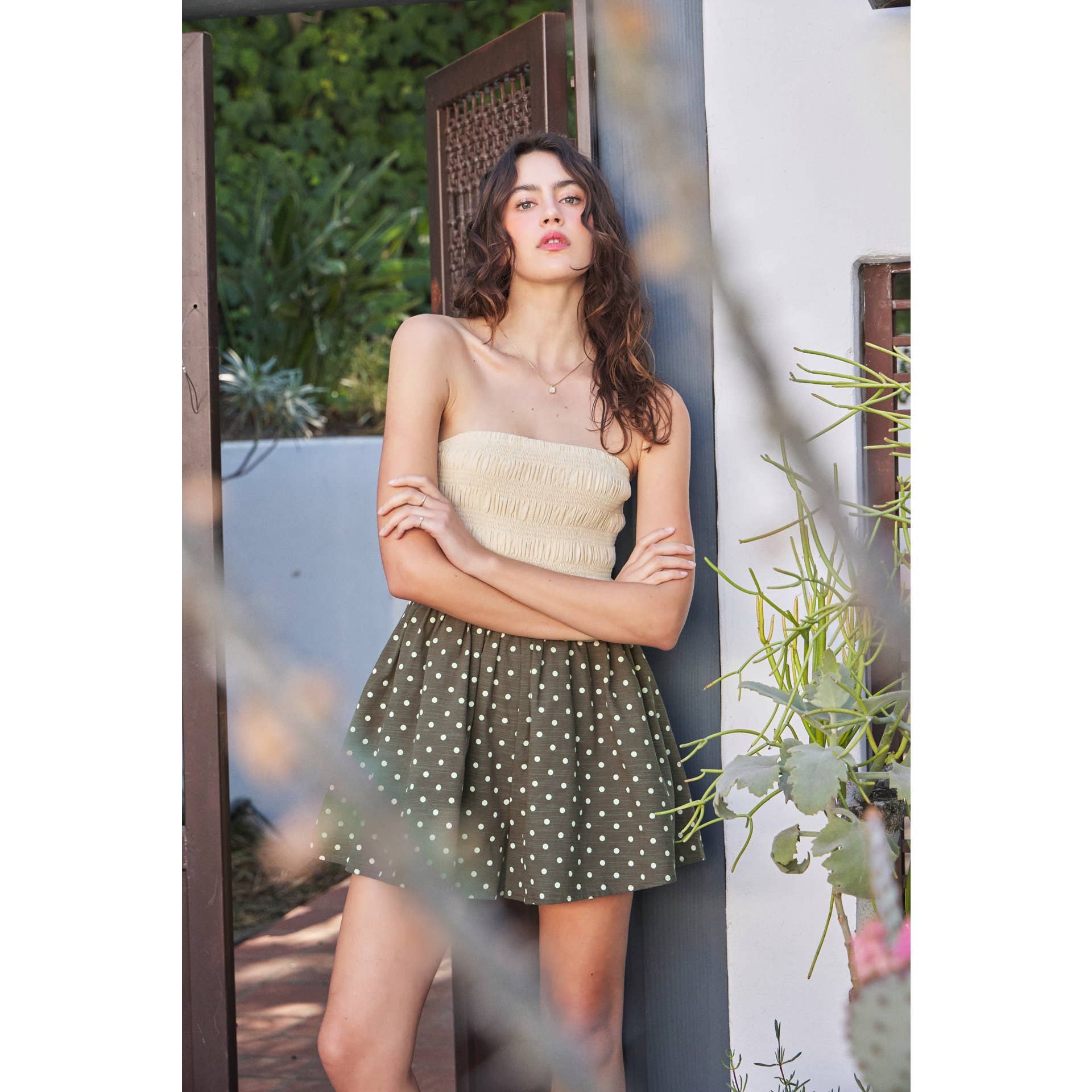 idem ditto - Wholesale Romper - Women's - SMOCKED TUBE TOP ROMPER WITH POLKA DOT SHORTS2