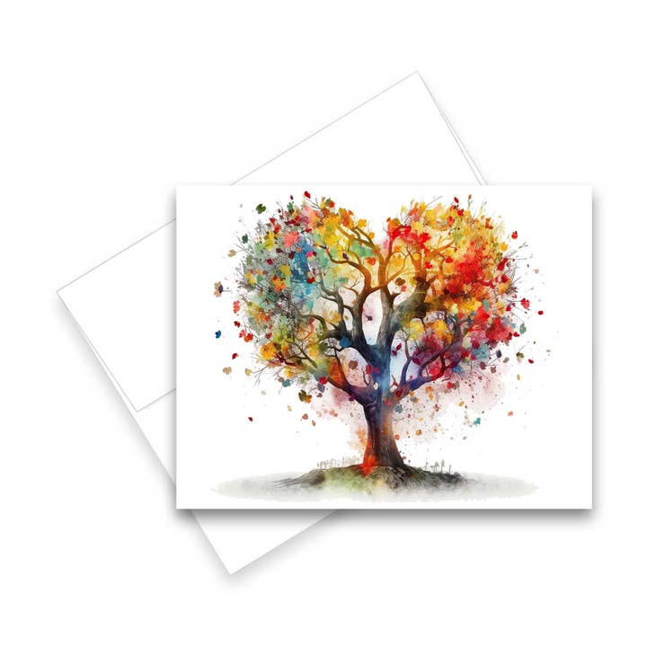 Aria Rae - Wholesale Stationery/Notecard Set - Assorted Heart Tree Greeting Cards, Set of 62