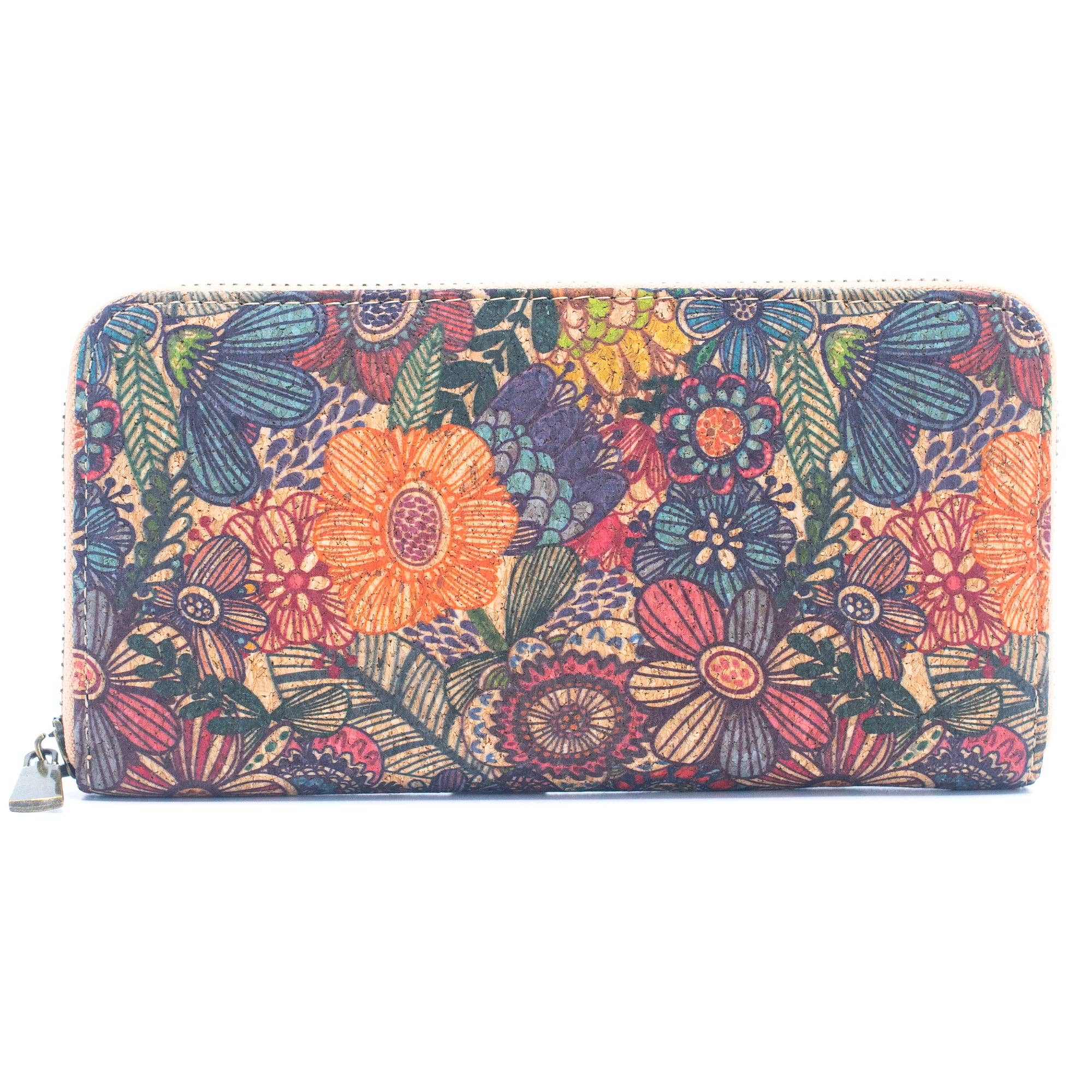 Meninas Bonitas Cork - Vente Portefeuille – femme - Portefeuille femme en liège naturel à motifs variés avec fermeture éclair - Vega2