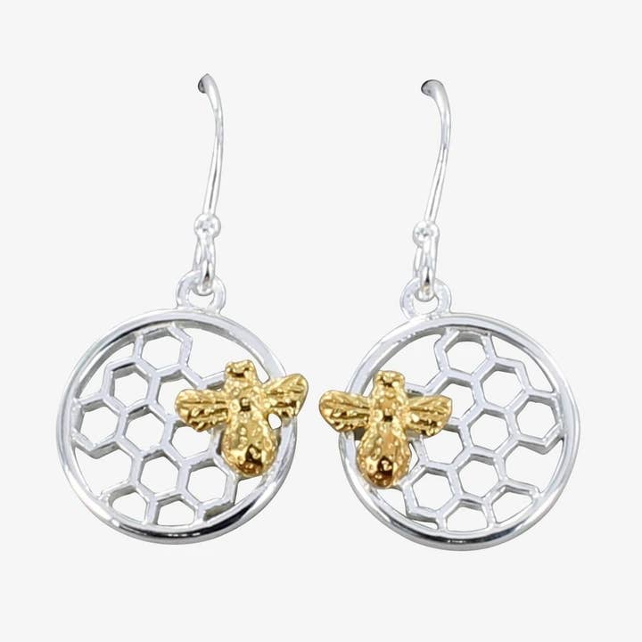 Pendientes de plata de ley abeja y nido de abeja, oro para venta al por mayor de REEVES & REEVES