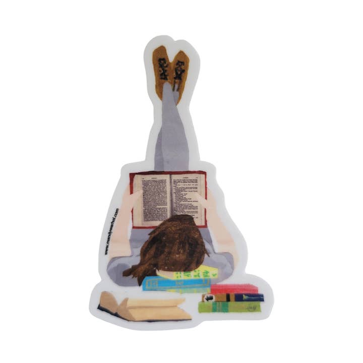 Girl Reading Book Vinyl Sticker for wholesale by Mandy Warhol Fine Art