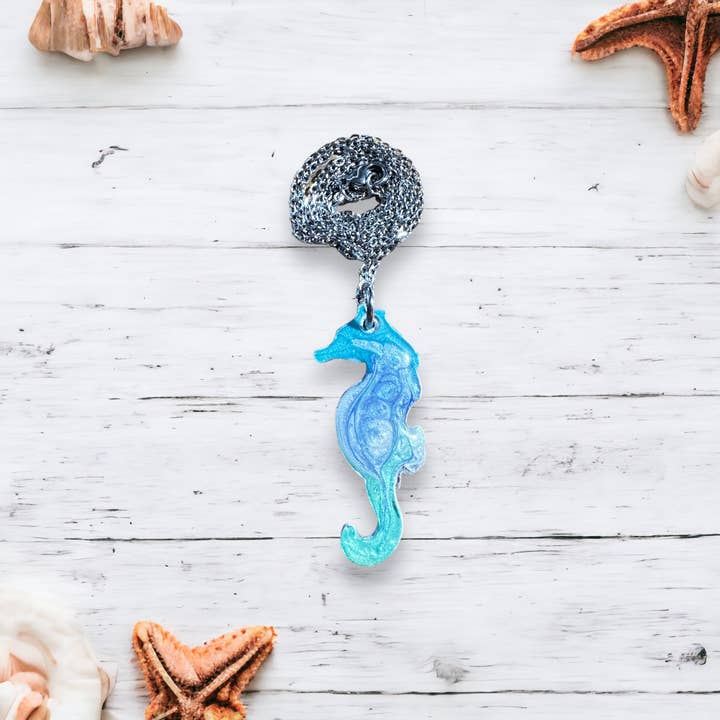 Three Dandelion Wishes - Wholesale Pendant/Charm Necklace - Hand Painted Seahorse Necklace1