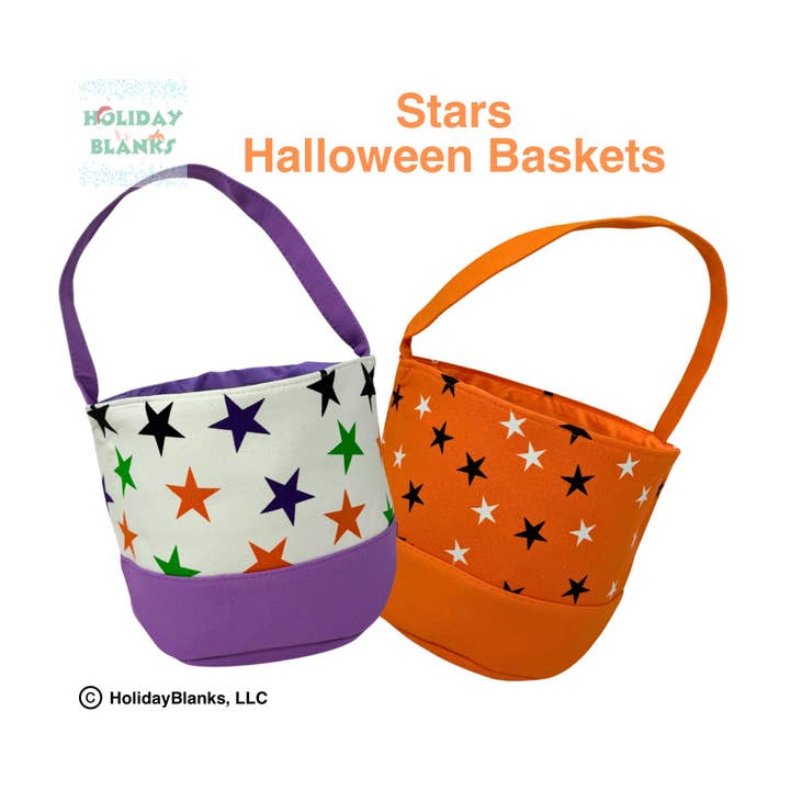Halloween Stars design basket embroidery blanks for wholesale by Holiday Blanks