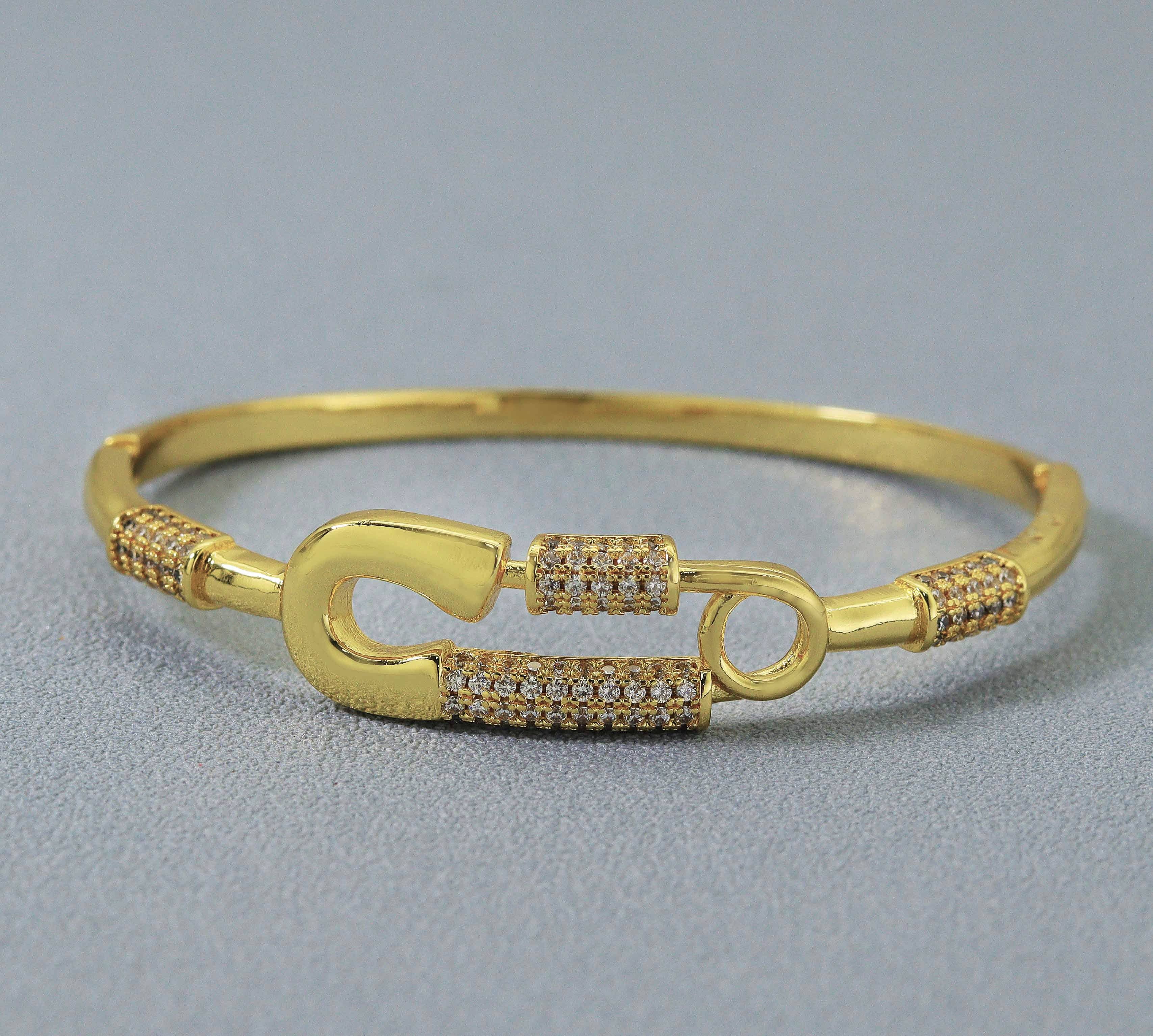 BestBeads&Beyond - Venta al por mayor Pulseras tipo brazalete - Pulsera imperdible CZ Pave, sku #JL1191