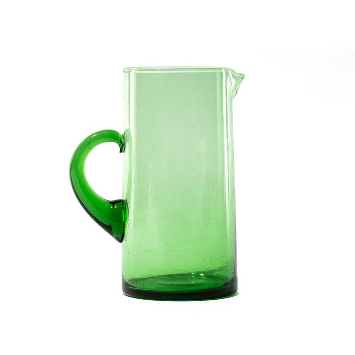 Casablanca Market - Wholesale Pitcher - Moroccan Hand Blown Pitcher with Handle, Green