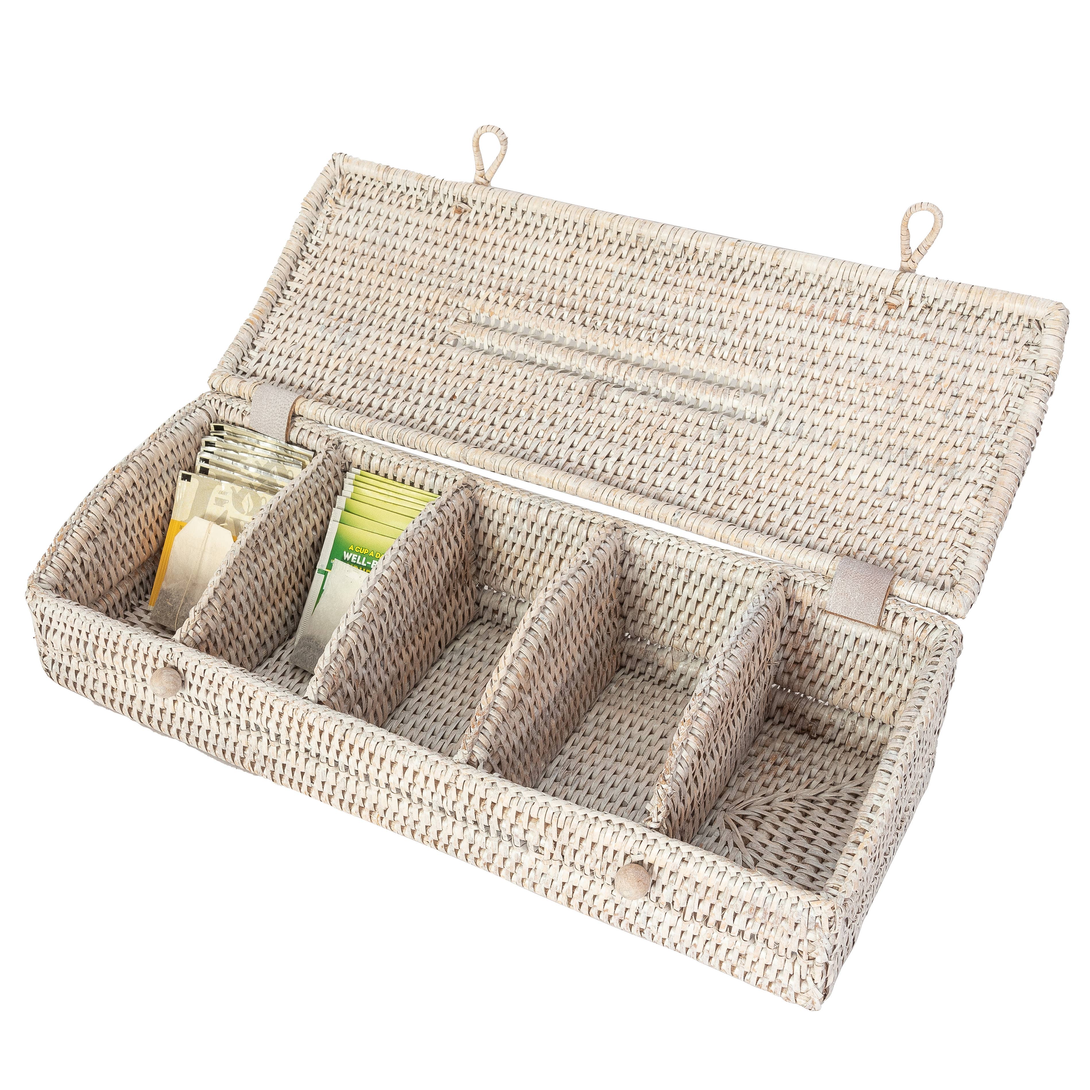 Artifacts Trading Company - Wholesale Kitchen Storage/Organizer - Rattan 5-Section Tea Box with Lid – Tea Organizer11