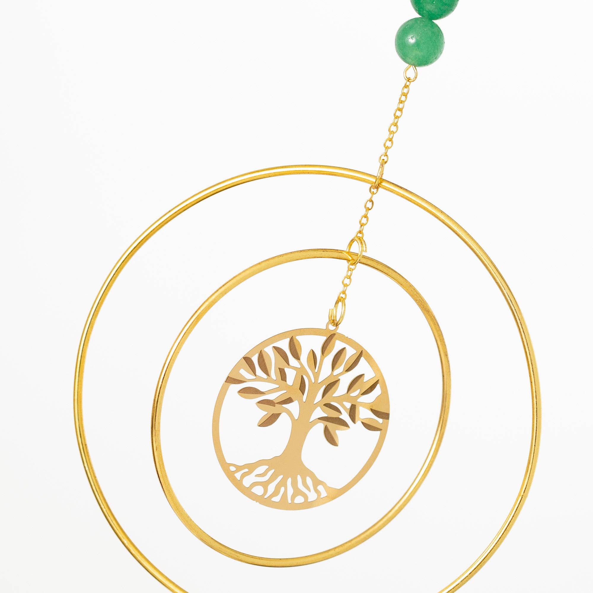 Woodstock Chimes - Wholesale Suncatcher - Suncatcher - Tree of Life, Green Stone1