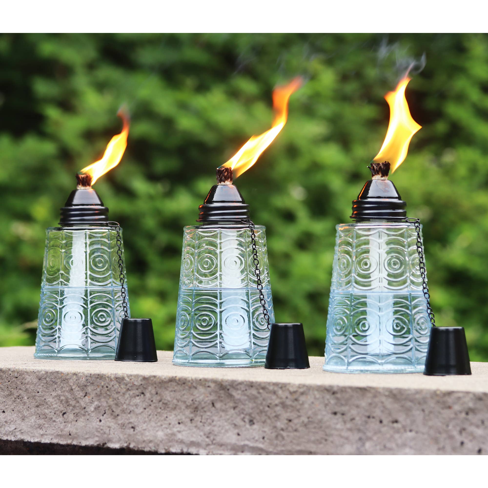 WholesaleMart - Wholesale Outdoor Candle - 3pc Table Top Citronella Tiki Torches, Clear1