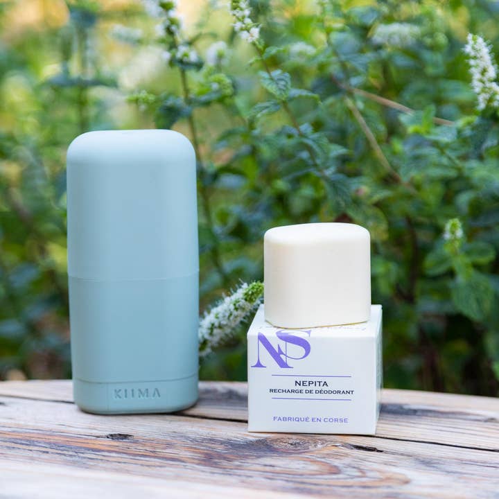 Déodorant solide & applicateur rechargeable pour la vente par La Savonnerie du Nebbiu