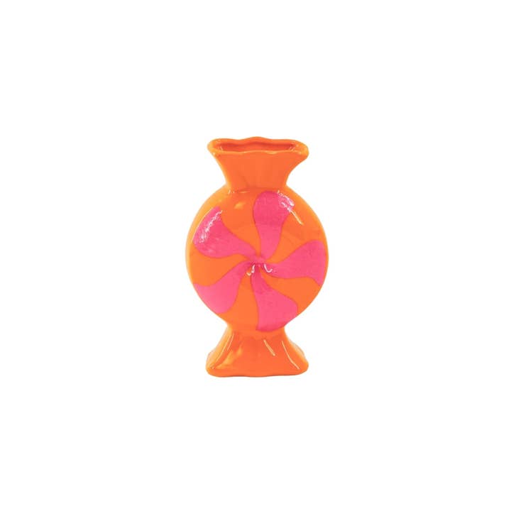 Flower Vase- Toffee Candy-Ceramic- Pink/ Orange -12x6,5x20cm for wholesale by Housevitamin bv