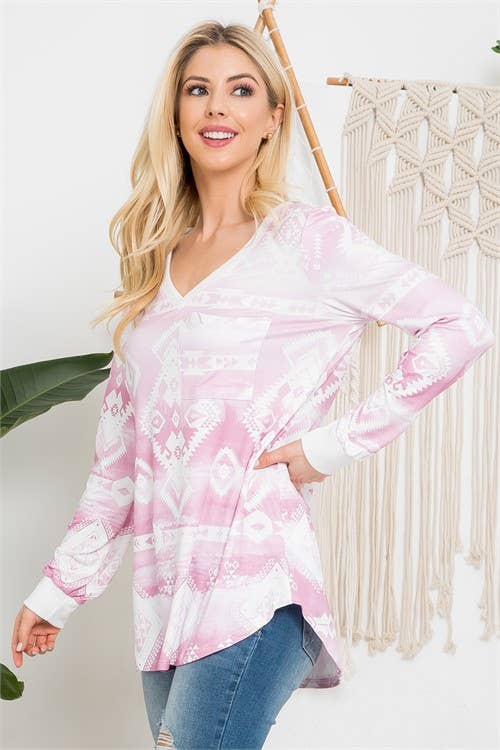 Avery - Vente Tunique – femme - HAUT À MANCHES LONGUES IMPRIMÉ AZTÈQUE AV1078-MOLLY9