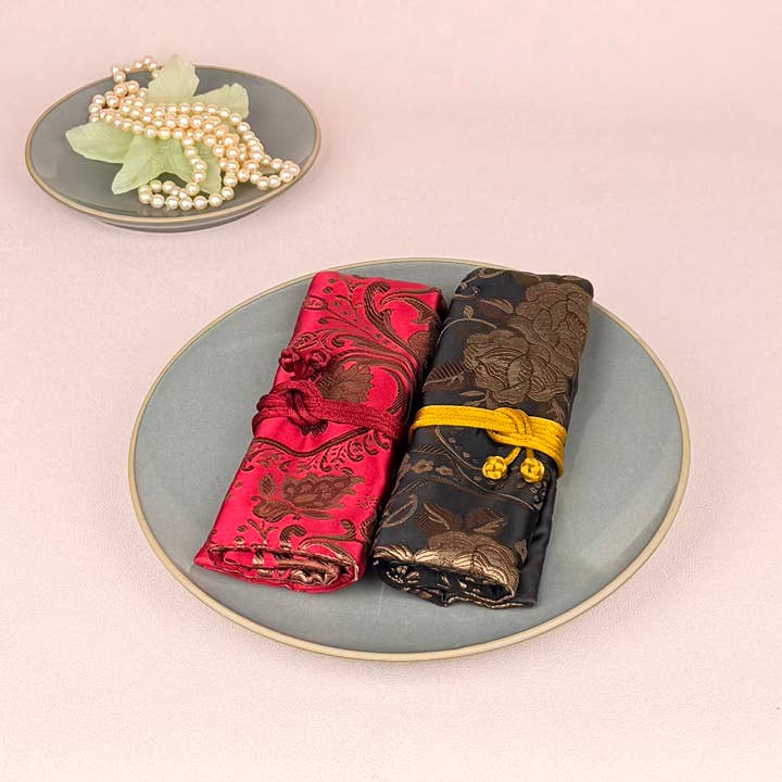 Cathayana - Venta al por mayor Joyero/organizador de joyas - Joyeros de viaje grandes de brocado floral.