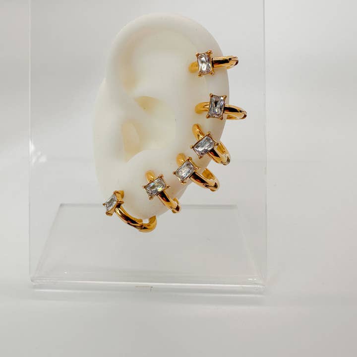 DRIP JEWELRY - Wholesale Cuff/Wrap Earrings - Gold Baguette CUFF earring1