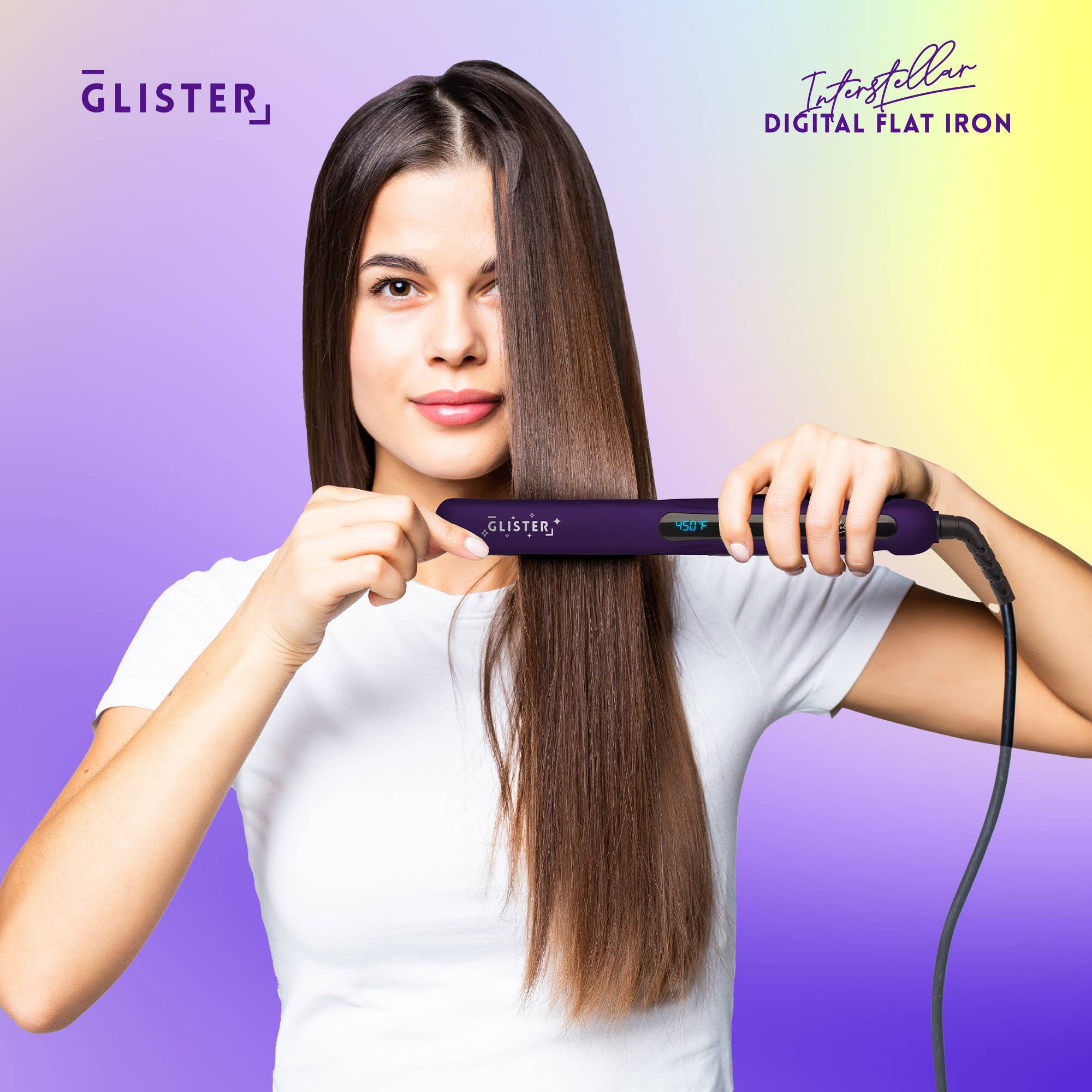 Glister - Wholesale Straightener/Flat Iron - Glister 1.25" Digital Tourmaline Flat Iron Purple w/ Display2