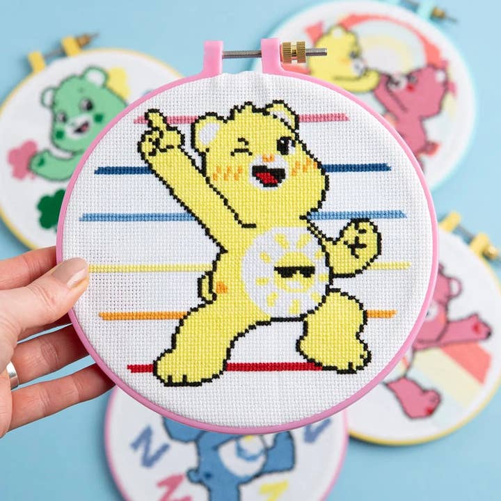 Care Bears Funshine Bear Beginner Cross Stitch Kit for wholesale by Wool Couture Company