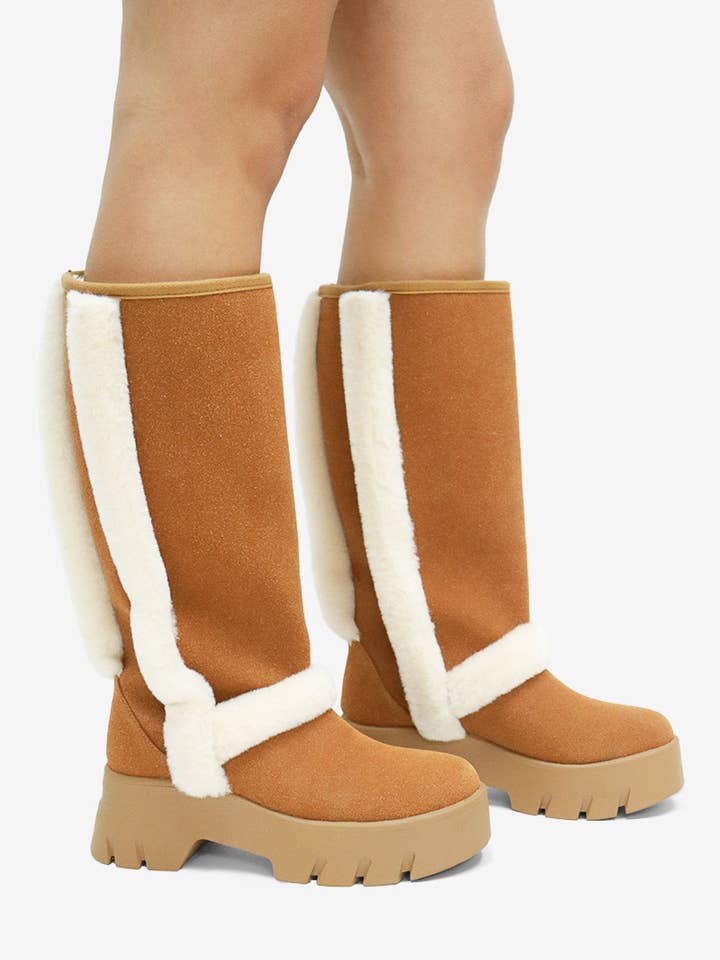 Lemonade Shoes - Wholesale Boots - Women's - RAEY - Tall Platform Winter Boots, Shearling Details13