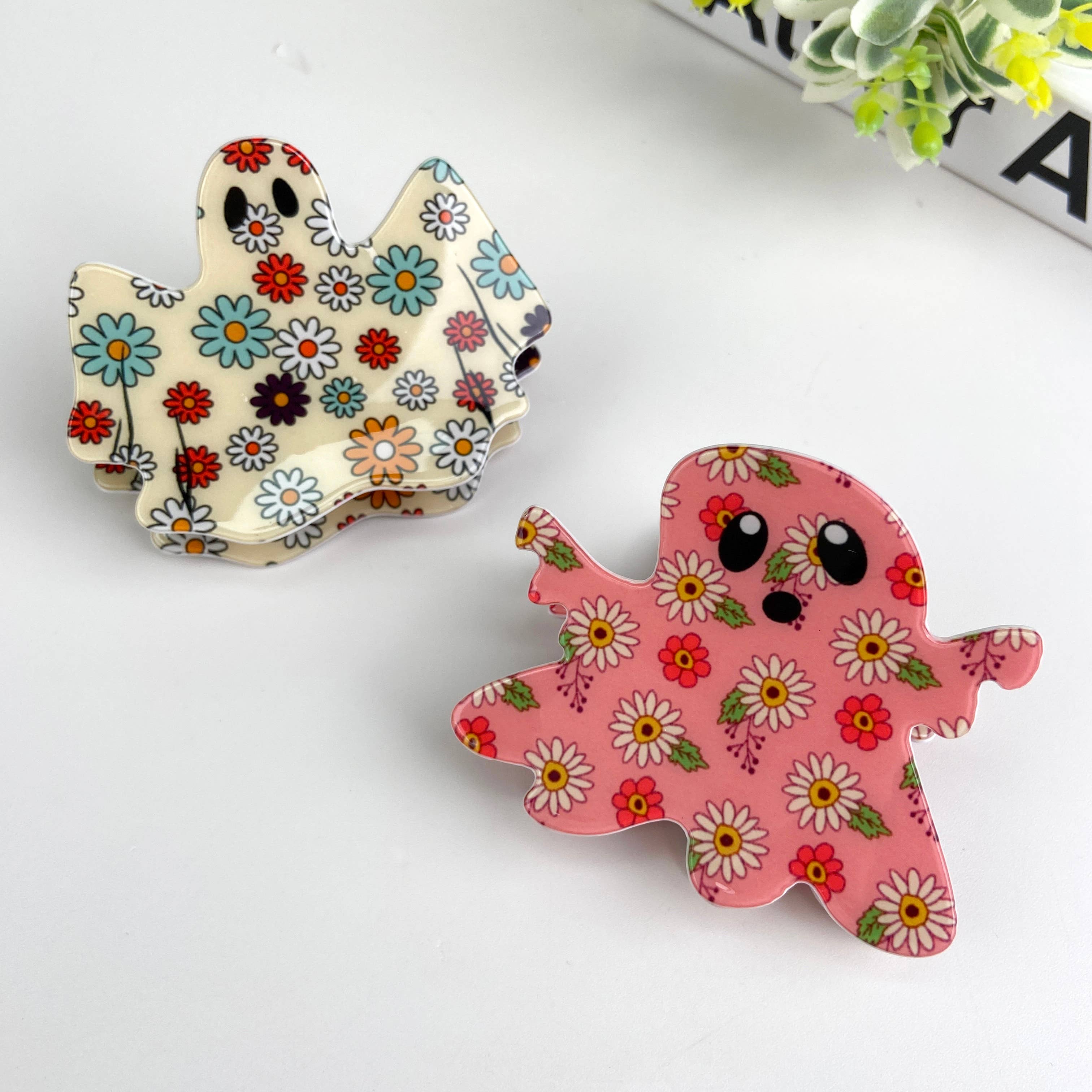 TheDivaSoap - Vendita all'ingrosso Fermaglio per capelli - Donna - Clip per capelli a forma di fantasmino con decorazioni floreali per Halloween12