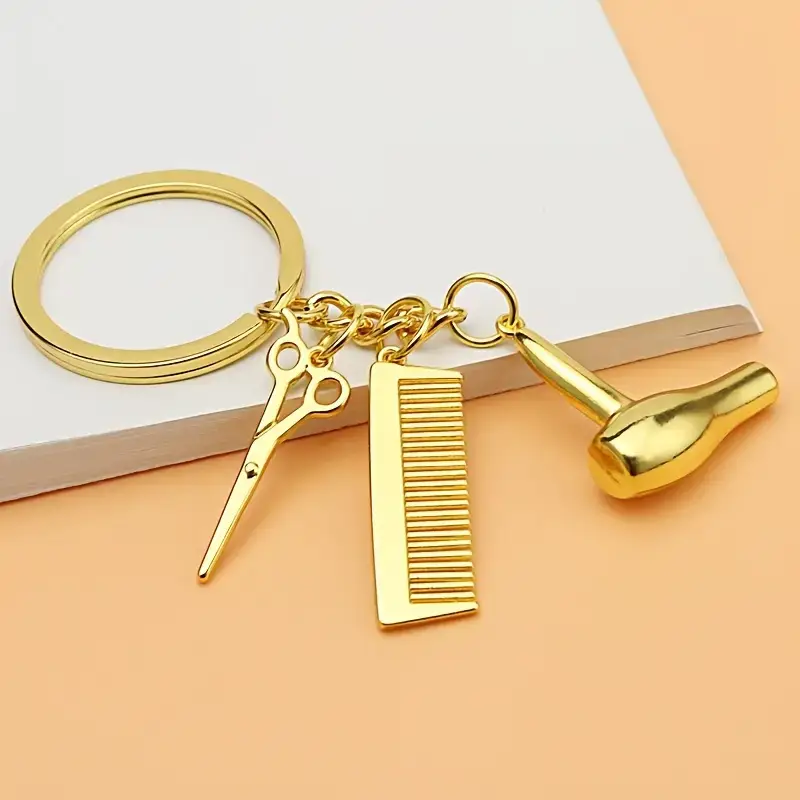 Magnifique Hearts – wholesale Keychain – Women's – Hairstylist Keychain Set – Comb, Scissors & Dryer Charms0