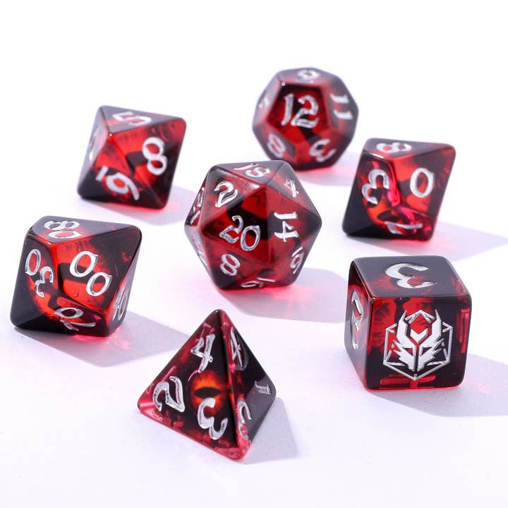 Hymgho Premium Dice - Wholesale Dice - Wyrmforged Rollers - Rounded Resin Polyhedral Dice - Dragon Eye Red