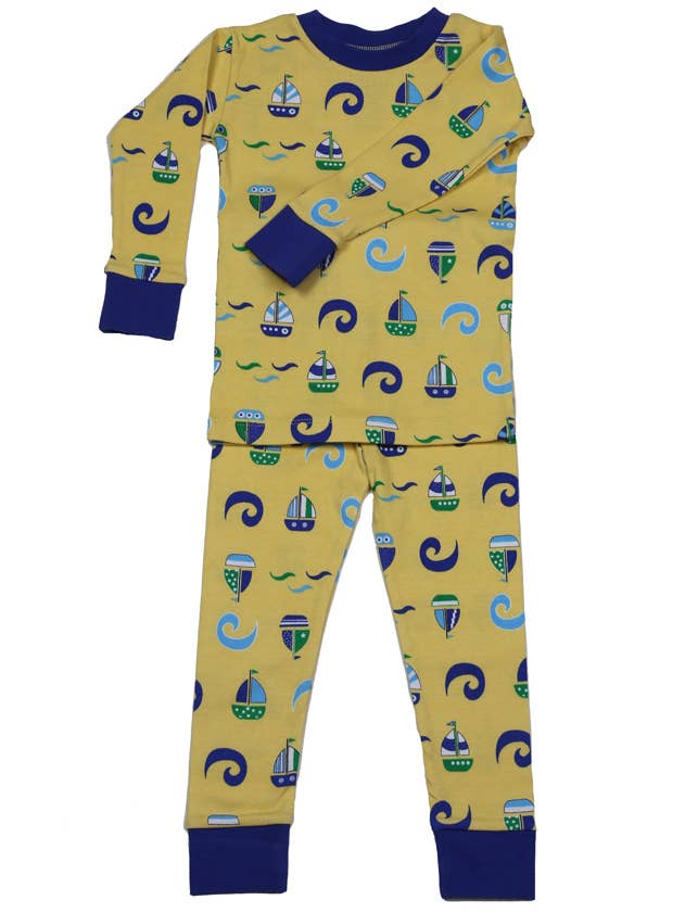 Sailboats N'Waves Organic Cotton Pajamas for wholesale by New Jammies