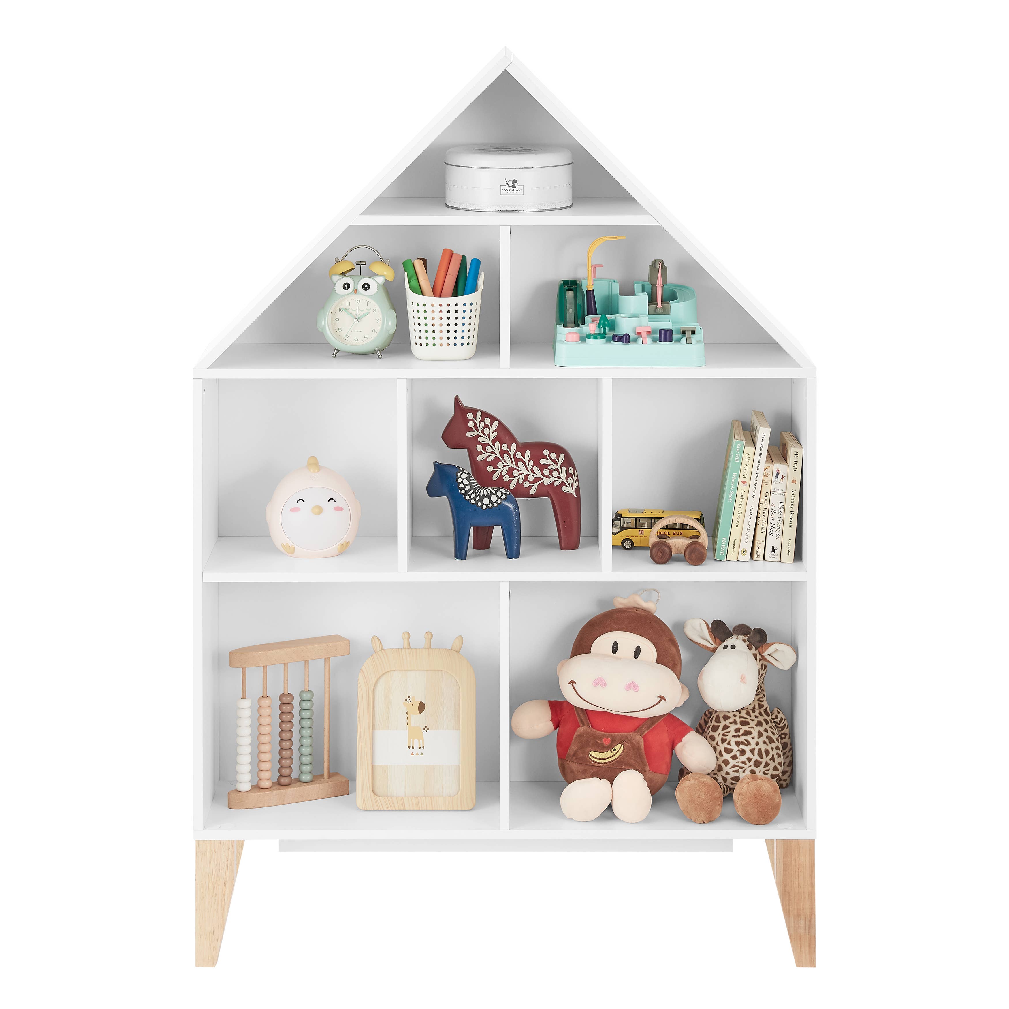 Danya B - Vente Bibliothèques - Étagère Steiner White Dollhouse pour enfants avec pieds en hêtre1