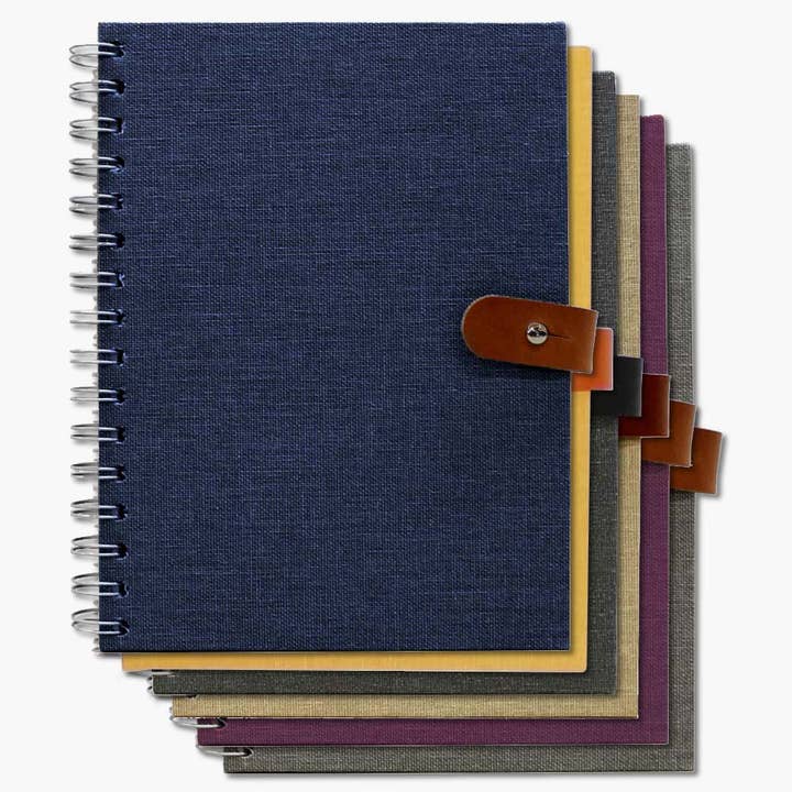 Notebook, fabric, leather closure, A5 for wholesale by Pepa Paper Design