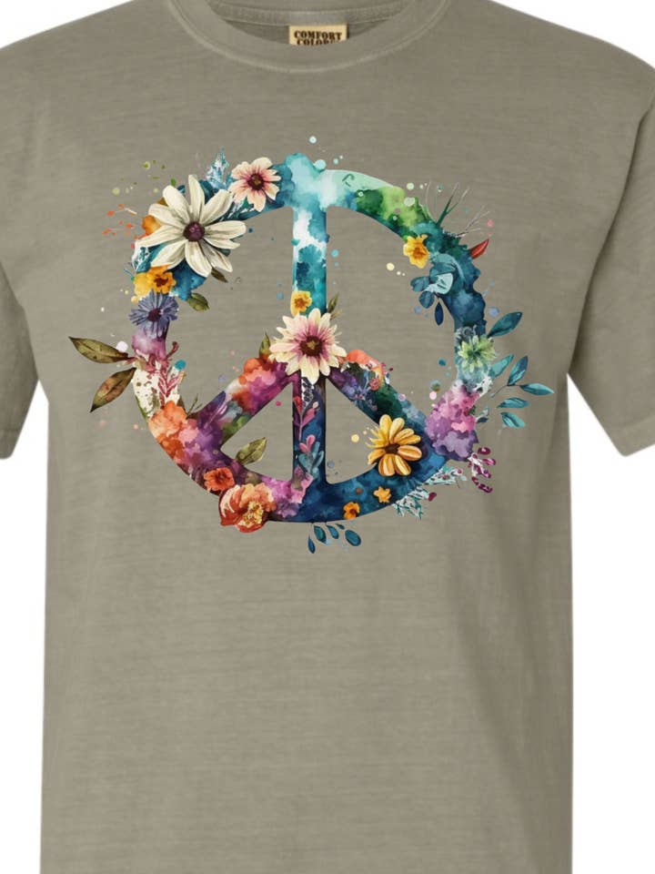 Kiki's Boutique - Wholesale Screen Printed T-Shirt - Women's - Peace Sign Comfort Color Tee6