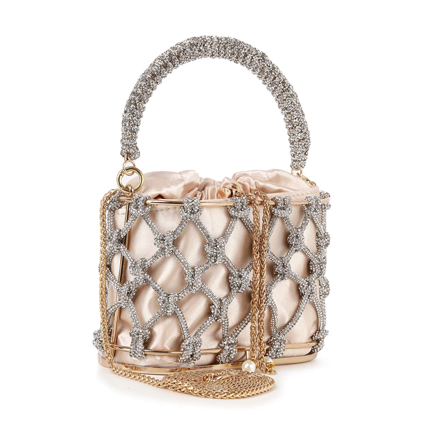 Handbag Express - Wholesale Handtas met handvat - Dames - Avondtas met metalen frame met trekkoord4