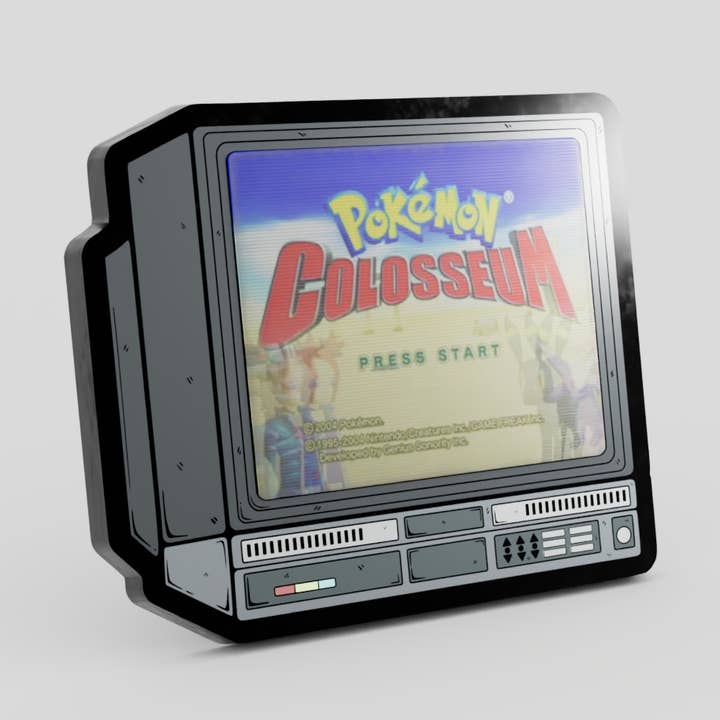 Pin esmaltado lenticular de 2,5" de Pokémon Colosseum CRTV para venta al por mayor de GoopyGoblins