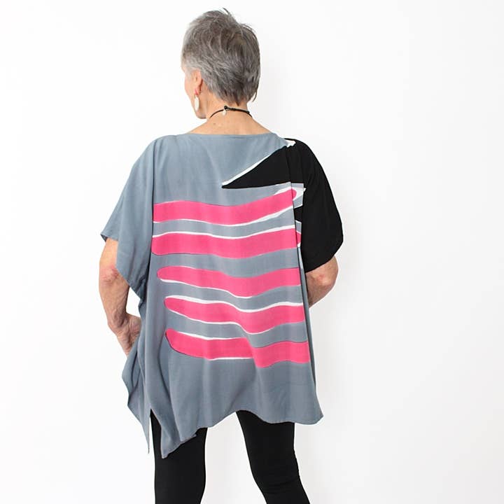 Sylca Designs - Wholesale Tunic – Women’s - Pink and Gray Blouse1