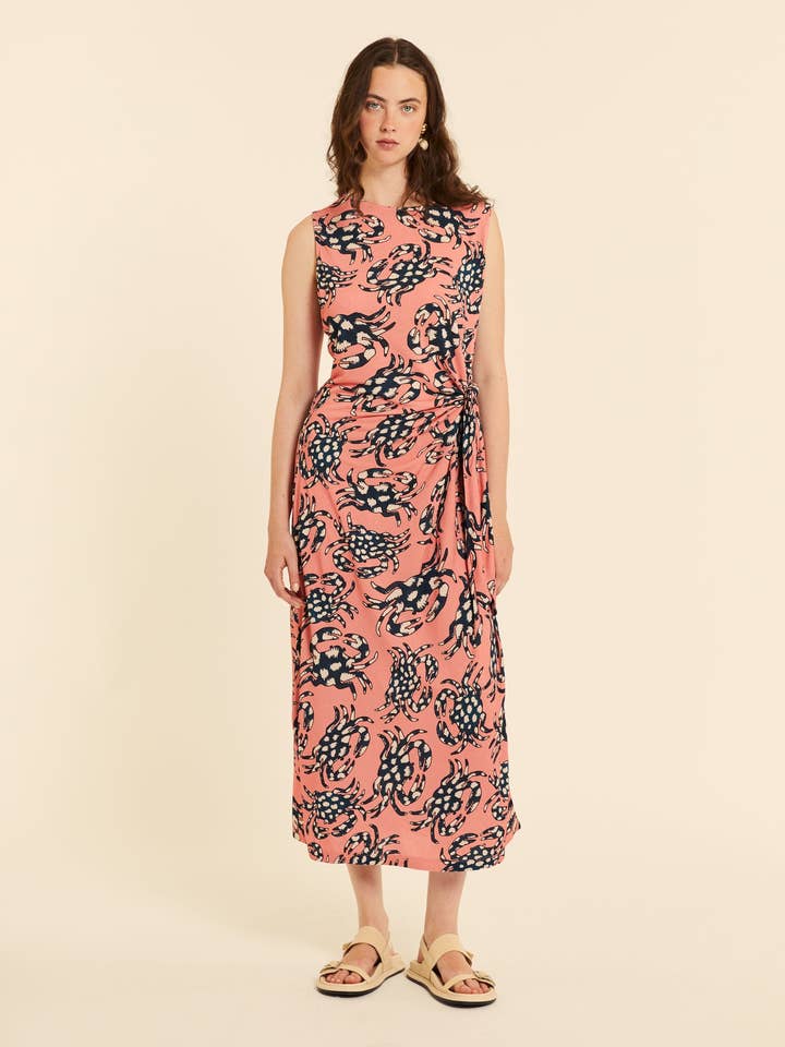 Vestido anudado Pink Crabs for wholesale by Pepaloves