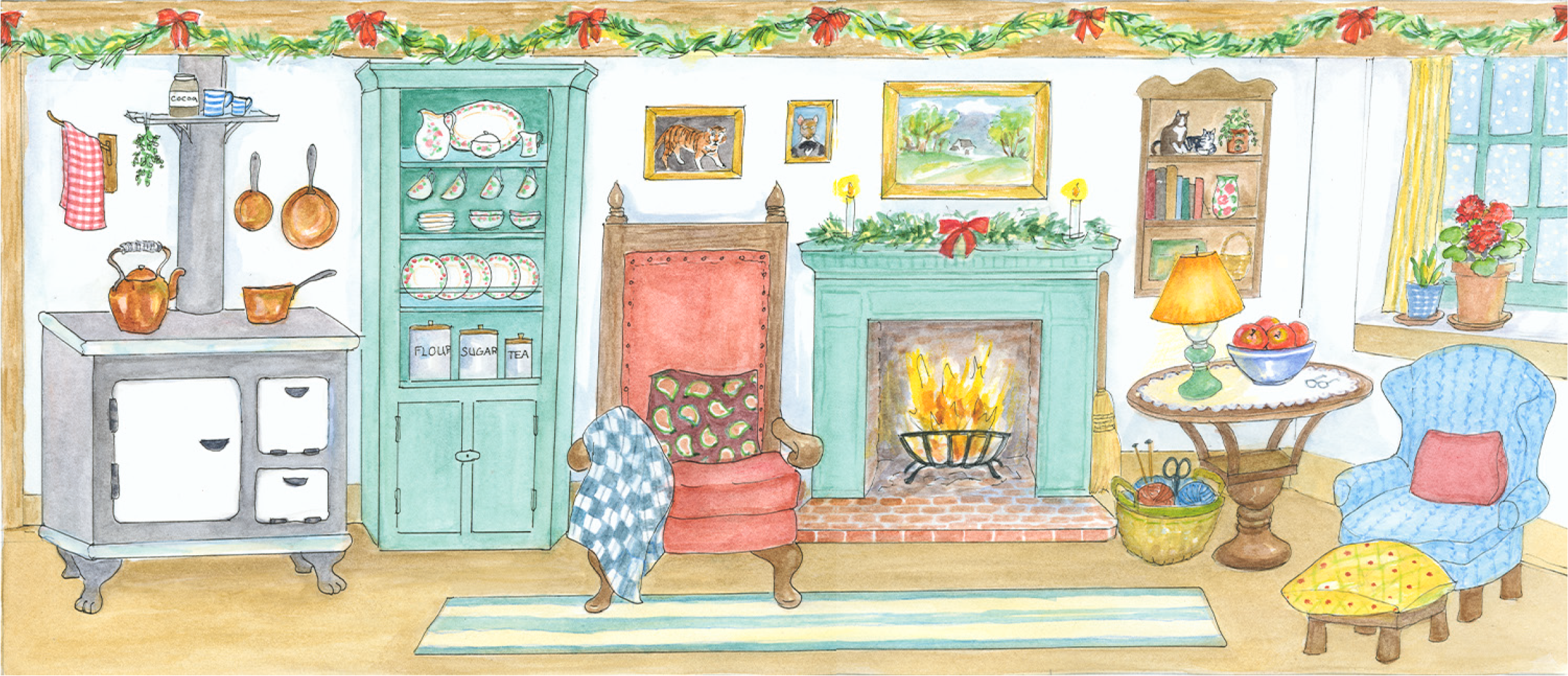 Woodfield Press - Wholesale DIY Craft Kit - #3002 - Cat's Christmas Cottage Paper Doll Kit1