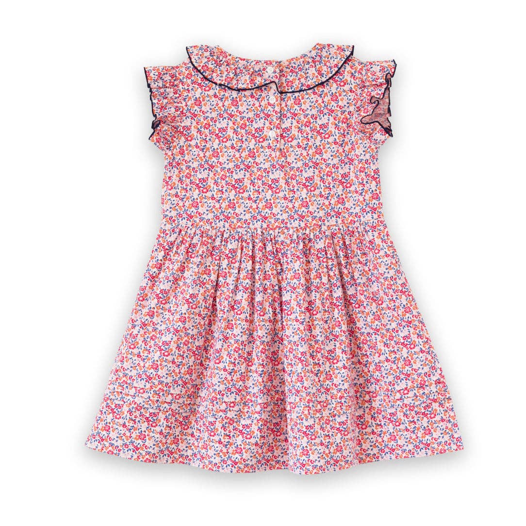 Beet World - Wholesale Dress - Kids - Girls Ana Dress with Ruffles | Red and Blue Floral2