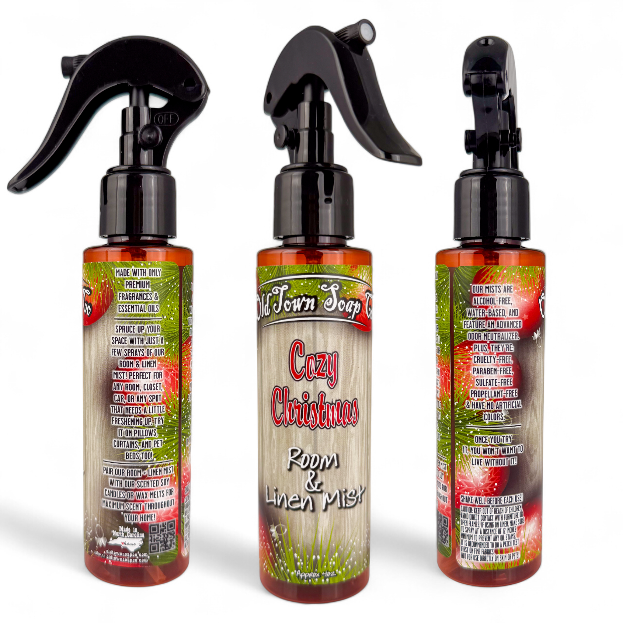 Old Town Soap Co. - Wholesale Room & Linen Spray - Christmas Room+Linen Mist - New Mister Bottle!13