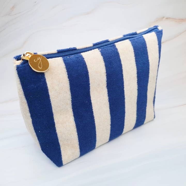 Ellison+Young - Wholesale Makeup/Cosmetic Bag - Terry Striped Everything Pouch Cosmetic Case