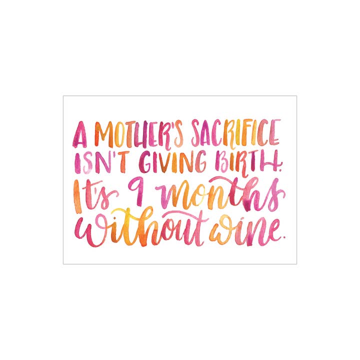 Mother's Sacrifice greeting card for wholesale by Katie Elizabeth Lettering