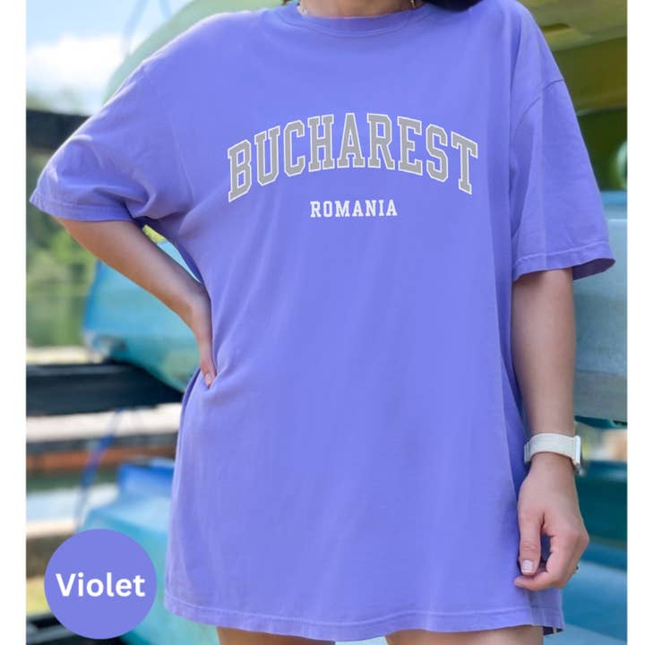 Graphic Galore - Wholesale Screen Printed T-Shirt - Women's - Bucharest Romania Shirt, Traditional Romanian Tee, Handmade Urban Fashion Gift, Romanian Pride T-Shirt, Romania Travel5