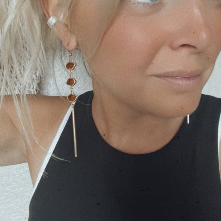 bungalowBlonde Jewelry - Vendita all'ingrosso Orecchini pendenti - Orecchini Bali-Ali: Ambra1