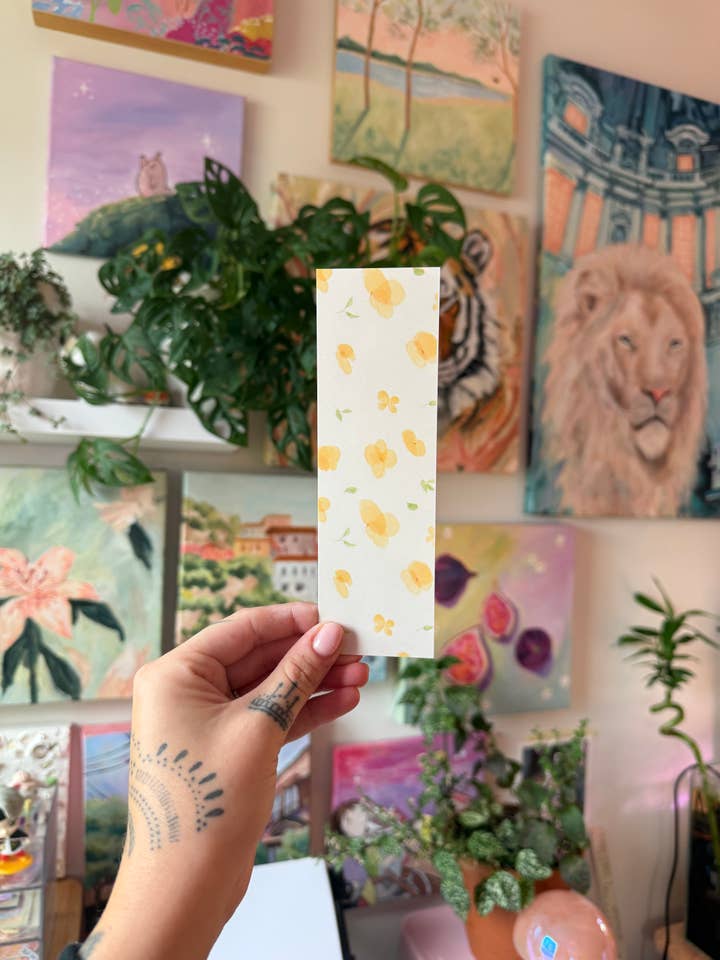 Yellow Floral Bookmark for wholesale by Jess Harris Art
