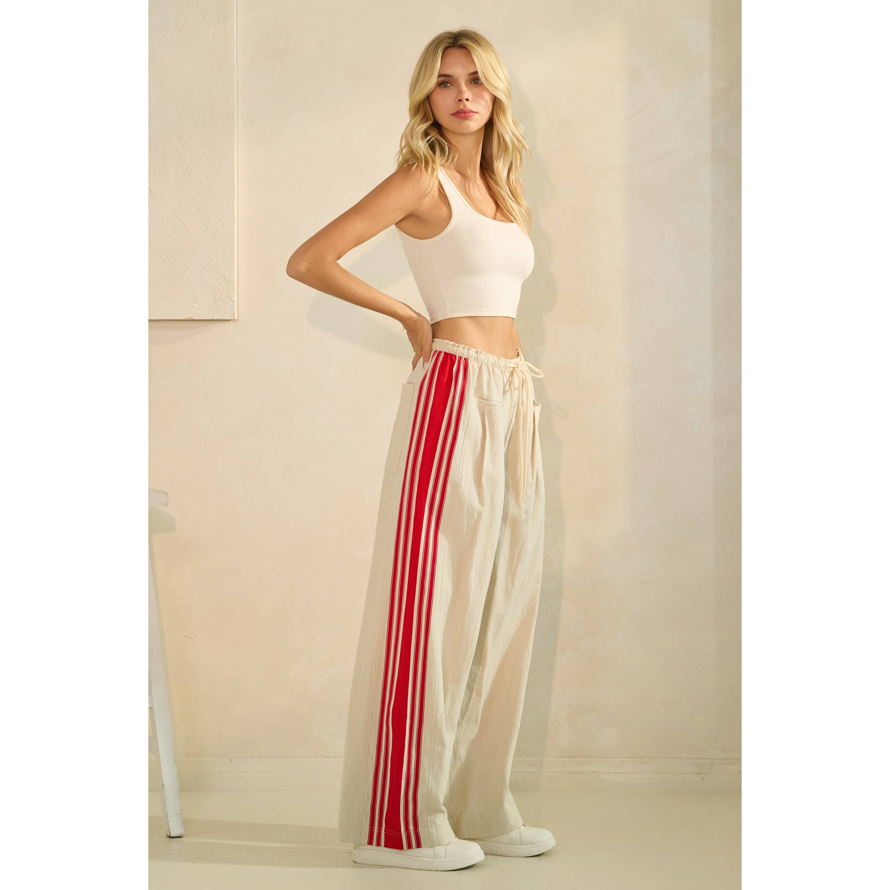 Ivory Sport Striped Wide Legged Pants for wholesale on Faire7