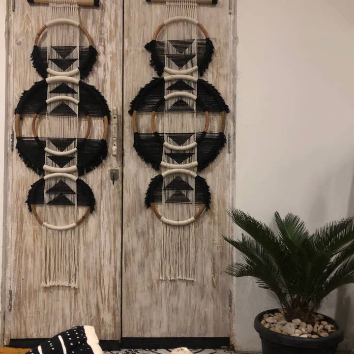 MACRAME TRIANGLE HOOPS HANGER for wholesale by Good Karma Decor