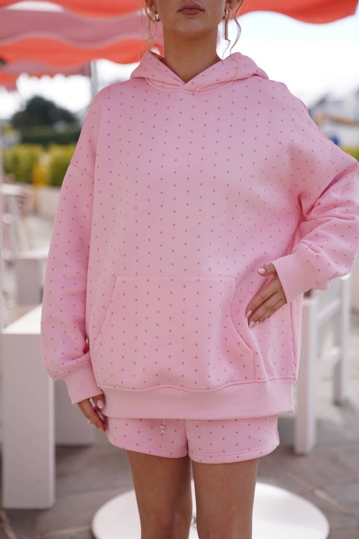 Sunkissed Coconut - Wholesale Hoodie - Women's - Light Pink Polka Dot Hoodie 100% Cotton14