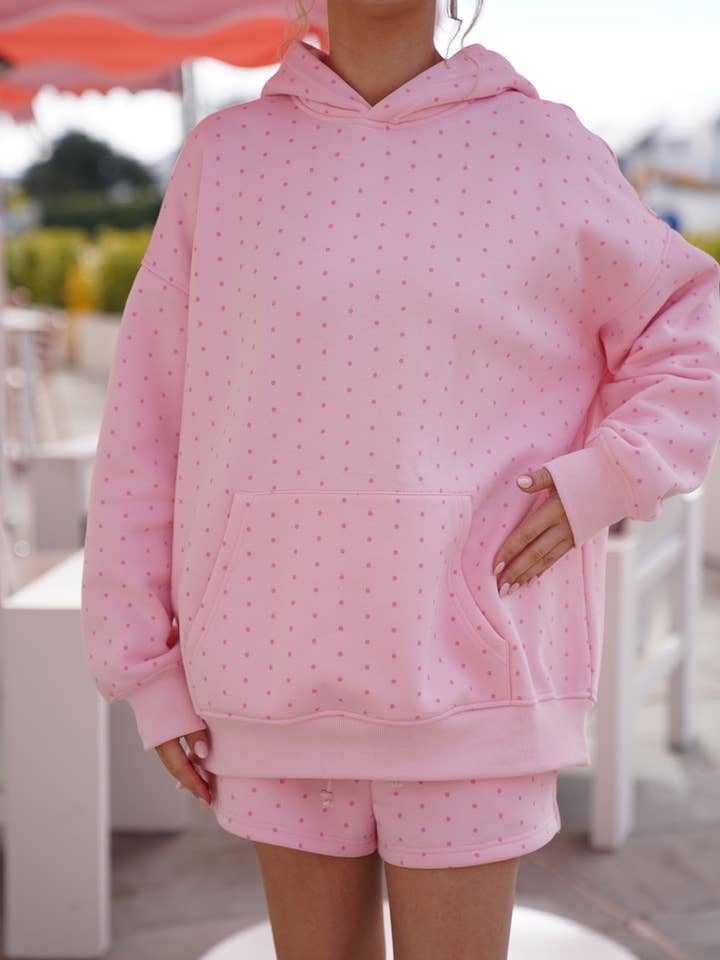 Sunkissed Coconut - Wholesale Hoodie - Women's - Light Pink Polka Dot Hoodie 100% Cotton14
