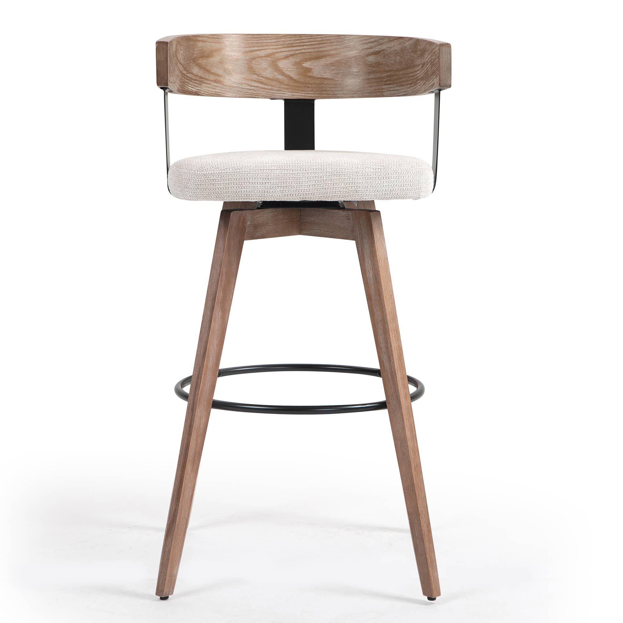 Glamour Home - Wholesale Stool - Beck Beige Linen Fabric Bar Stool with Natural Wood1