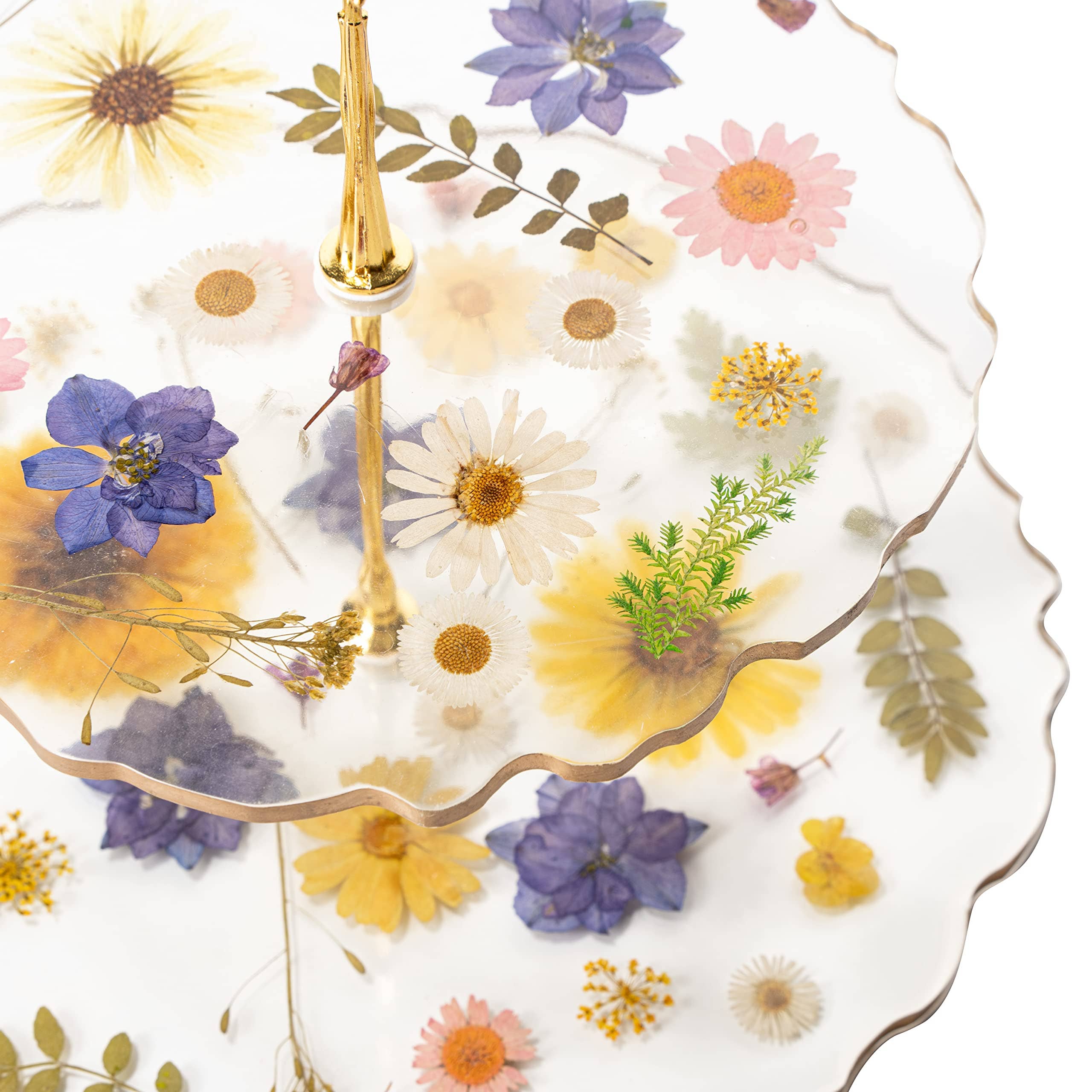 The Wine Savant /  Khen Glassware - Wholesale Cake stand - Floral Cupcake & Cake Dessert Stand, Resin Flower Tower 4