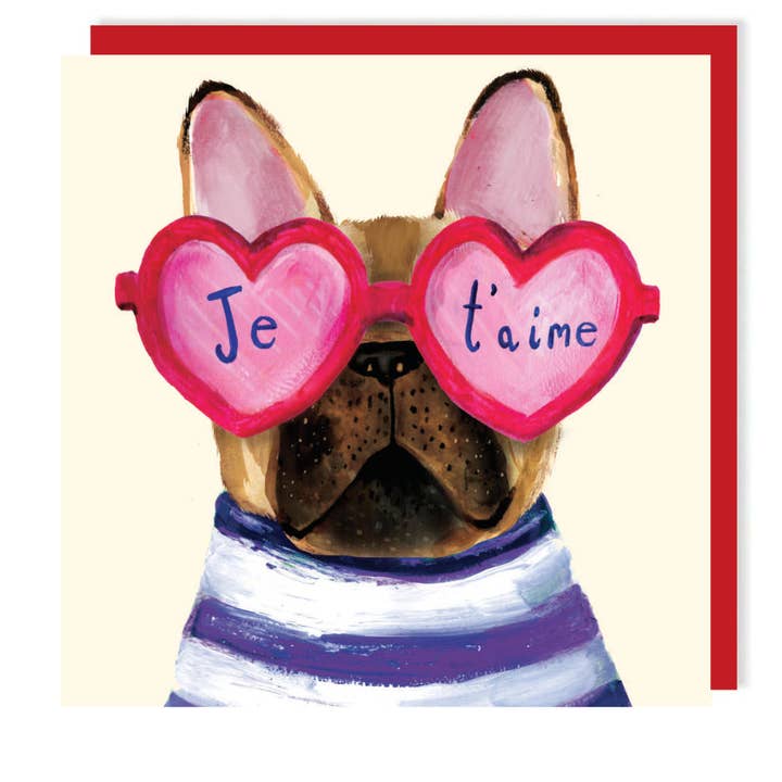 Valentine's Day Frenchie Card | Cute Dog Greeting Card for wholesale by Charley Rabbit Cards