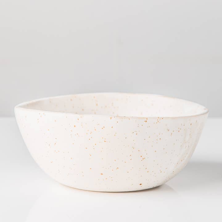 Speckled white cereal Bowl for wholesale by Kristine Visnape