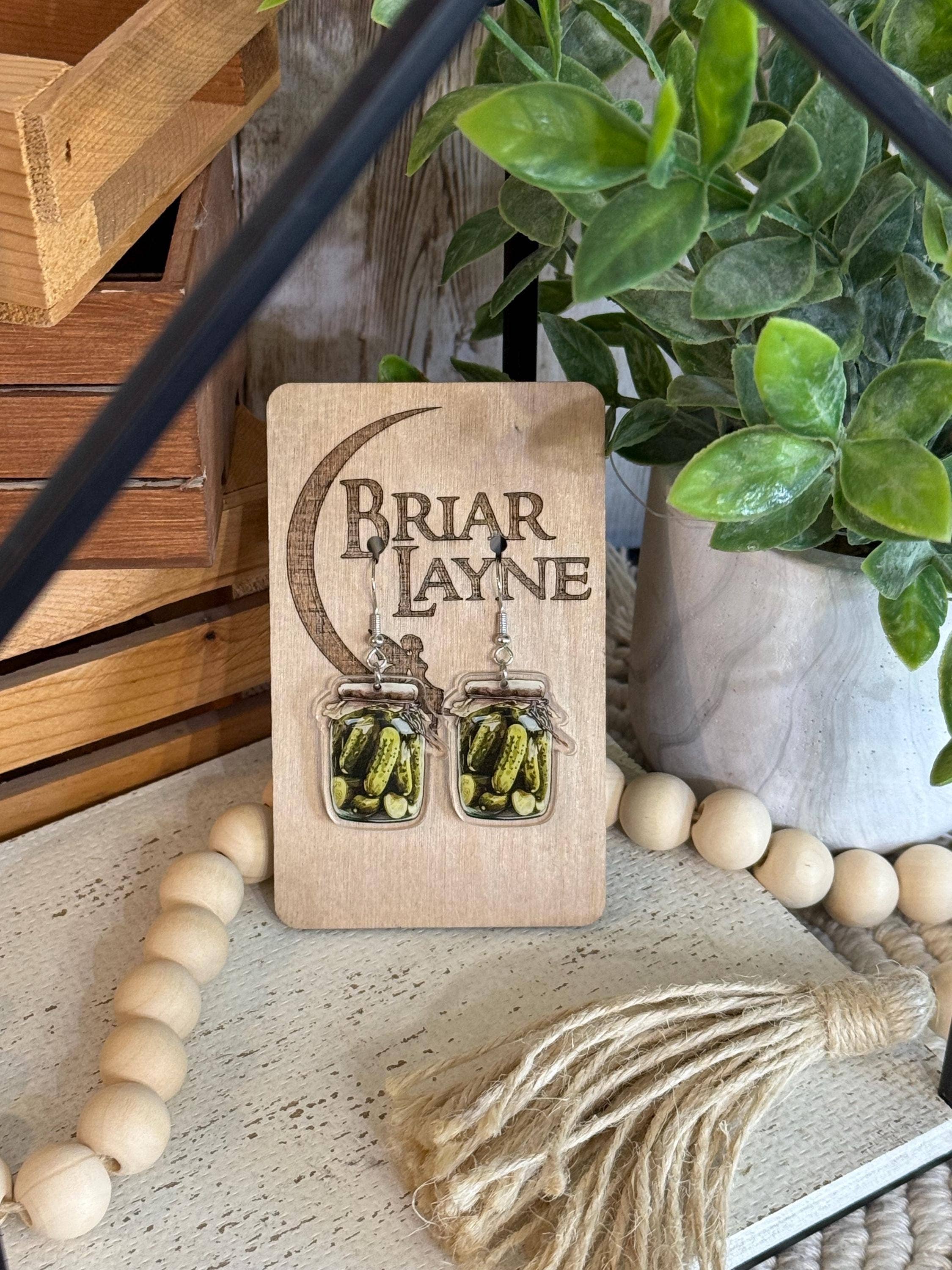 Briar layne - Wholesale Dangle Earrings - Pickle Themed Jar Earrings for Pickle Lovers